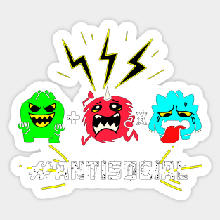 Antisocial. Trio of antisocial Monsters with metaphorical equation equals not socially adaptable. Sticker